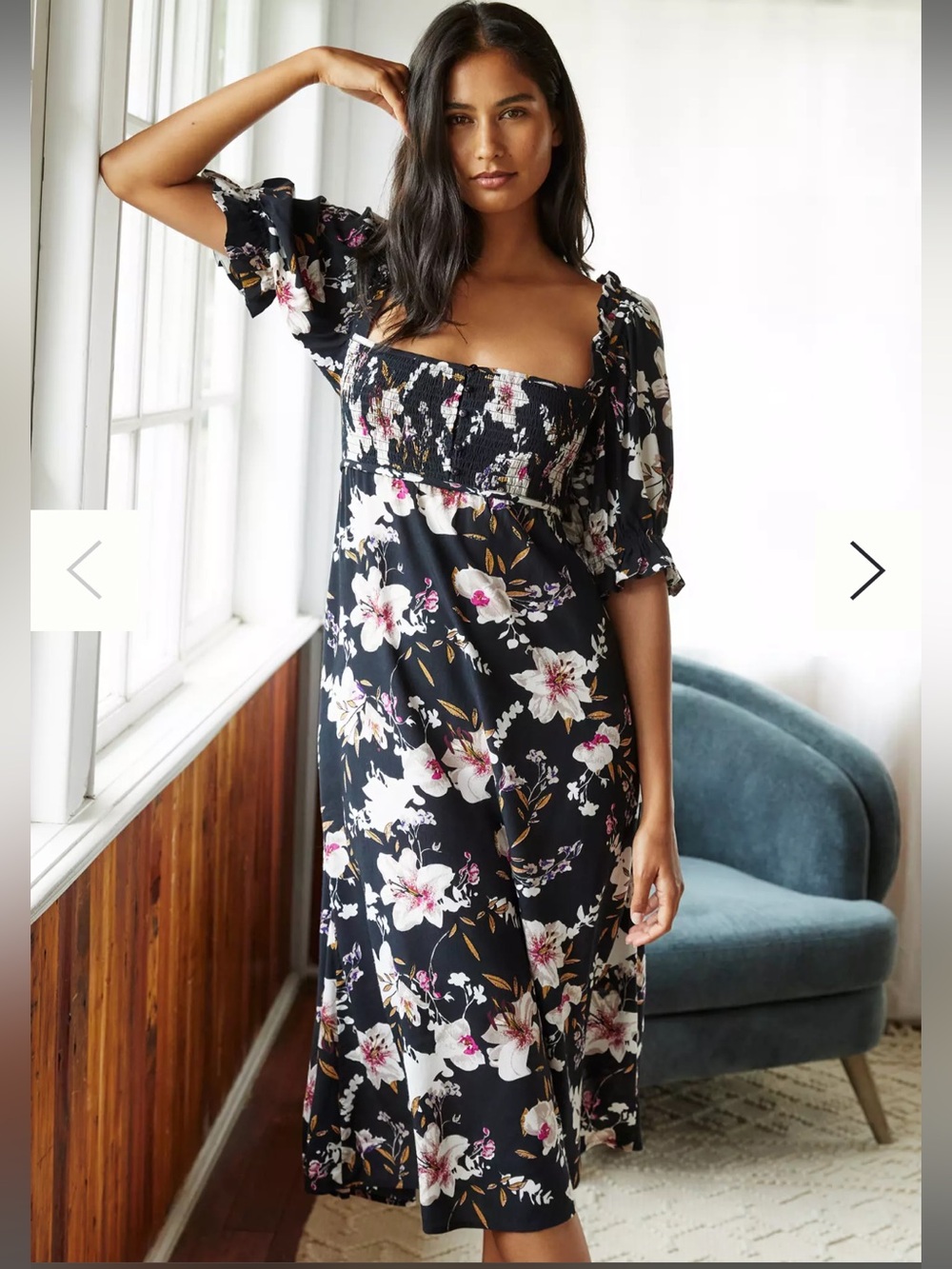 NWT Anthropologie puff-sleeved midi dress